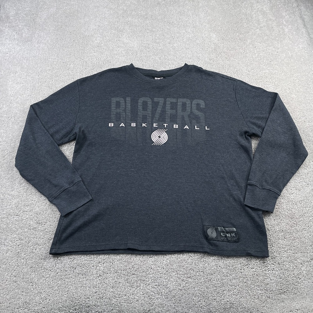 Portland Trailblazers Shirt Mens XL Grey UNK Thermal Waffle Knit Long Sleeve